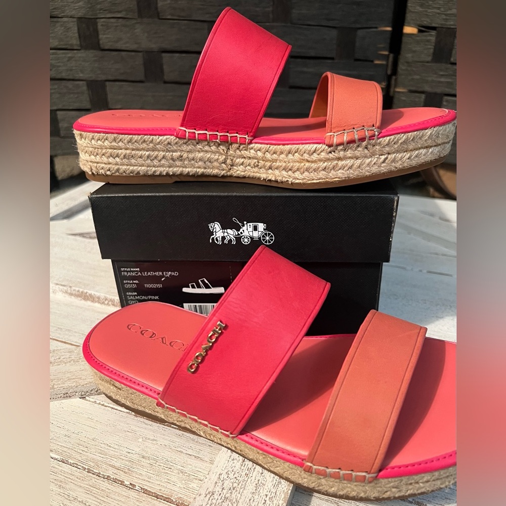 Coach Pink l/salmon Espadrille Shoes Summer Style - Picture 7 of 7